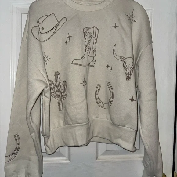 Western Graphic Cream Sweater - Picture 1 of 3